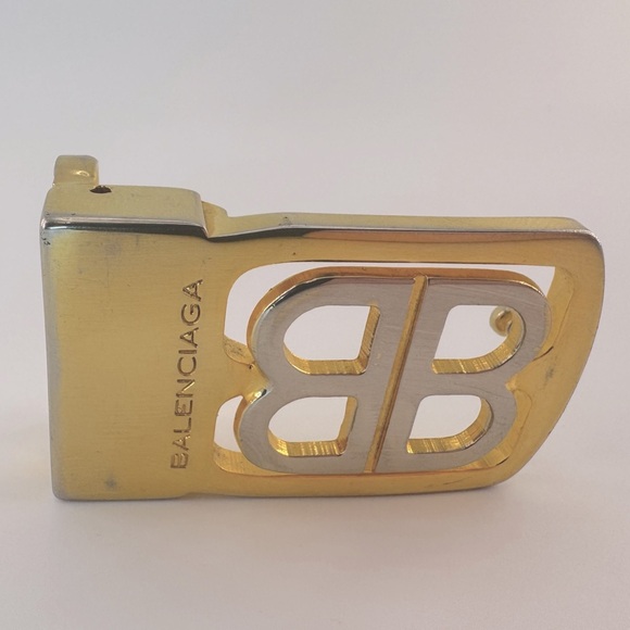 Balenciaga BB Logo Belt Buckle Gold Silver Authentic EUC Balenciaga Logo - Picture 1 of 10